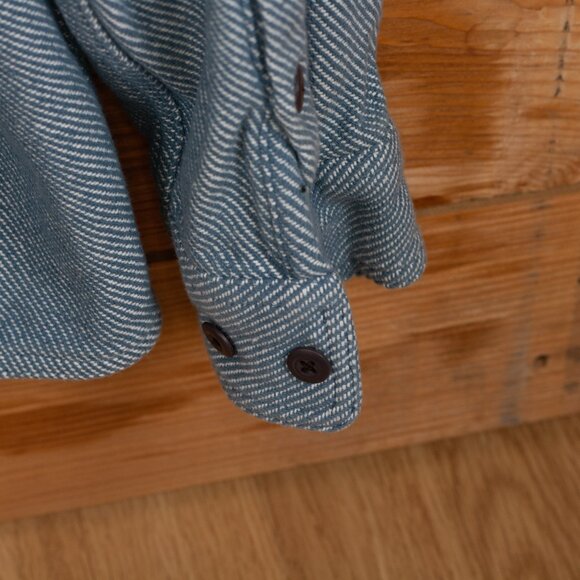 Vintage Railroad Stripe Style Button-up Denim Work Shirt - Men's XL / 2XL - Picture 8 of 9